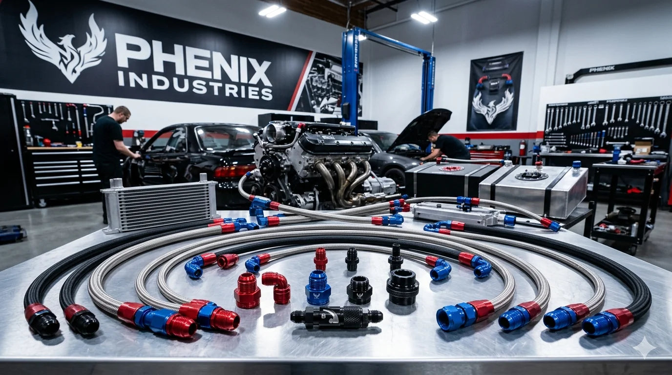 Phenix Performance Plumbing hose ends, fittings and adapters